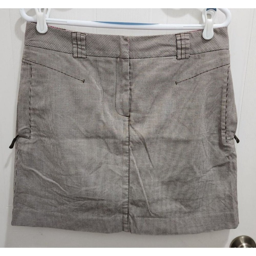 Annika Cutter & Buck Womens Golf Tennis Skort Skirt Brown/White Houndstooth Sz 8